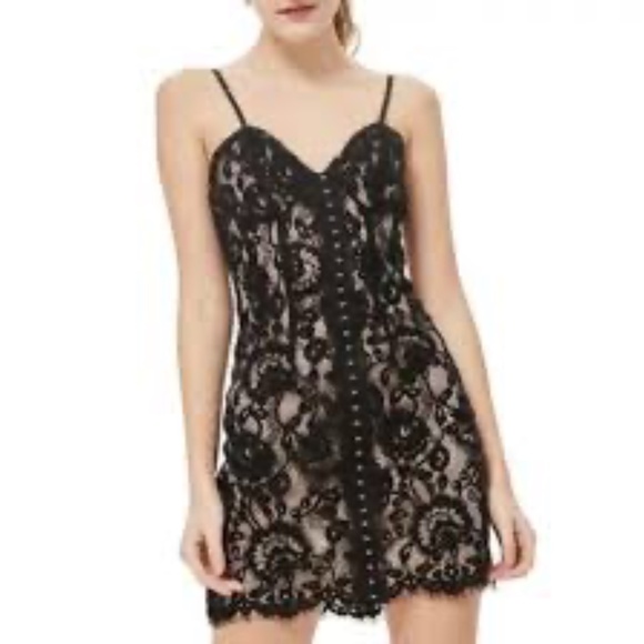 Topshop Dresses & Skirts - Topshop Bustier Mini Dress Hook And Eye Corset Look Black Lace Size 10 Coquette